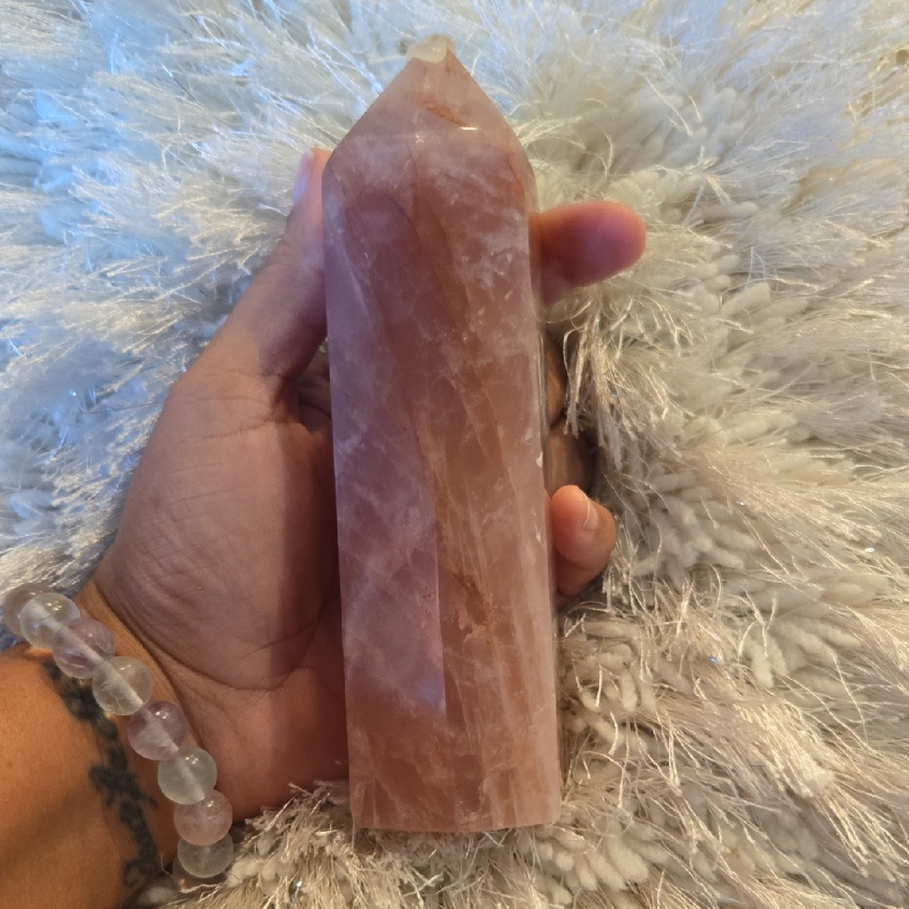 Rose Quartz Crystal Tower